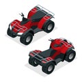 Quad bikes isometric icons set vector graphic illustration