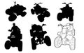 Quad bikes silhouette vector clipart Royalty Free Stock Photo