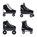 Quad roller skates icons set, simple style