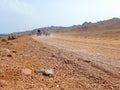 Quad safari tour in the Sinai Peninsula. Extreme sports in the Arabian desert. Quad routes through desert landscapes Royalty Free Stock Photo