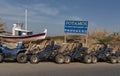 Quadbike safari reaches the Potamos beach in Malia, Crete.