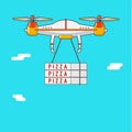 Quadcopter aerial drone. Delivery of cargo.