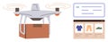 quadcopter Delivering Package with E-commerce Shopping Interface Highlighting Online Retail Concept Royalty Free Stock Photo