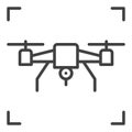 Quadcopter or Drone vector concept line icon - front view Royalty Free Stock Photo