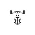 quadcopter, drone, world, global icon