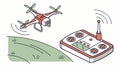 Quadcopter Drones with a Remote Controller Vector Illustration, vector design Generative AI Royalty Free Stock Photo