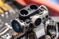 The quadcopter is equipped with touch and infrared sensors for obstacle detection, quadcopter repair, proximity sensors