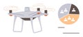 quadcopter with Rotating Propellers and Pie Chart Representing Team Distribution and Data Analysis Royalty Free Stock Photo