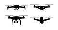 Quadcopter and flying drone icons on white background. Drone quadrocopter with action camera. Photo and video. Vector Royalty Free Stock Photo