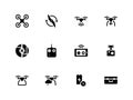 Quadcopter and flying drone icons on white Royalty Free Stock Photo