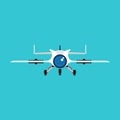 Quadcopter front view vector flat icon. Drone air remote control camera. Digital robot transport propeller unmanned