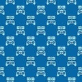 Quadcopter Gamepad with Smartphone vector concept blue seamless pattern