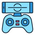 Quadcopter Gamepad with Smartphone vector concept colored icon