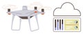 quadcopter Technology Connecting to Cloud for Data Monitoring and Analytics Royalty Free Stock Photo