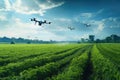 Quadcopters monitor the condition of the crop over the farmer\'s field to identify pests and plant diseases