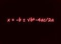 Quadratic Formula written in neon