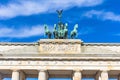 Quadriga of the Brandenburg Gate in summer. Berlin, Germany Royalty Free Stock Photo