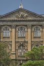 Quadriga of four horses carrying a chariot stuccowork Sculpture On Vintage New Sunlife building Royalty Free Stock Photo