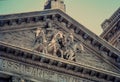 Quadriga of four horses carrying a chariot stuccowork Sculpture On Vintage New Sunlife building Royalty Free Stock Photo