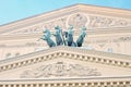 Quadriga of horses on the roof of Bolshoy theater building in Moscow.