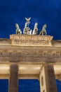 Quadriga Sculpture by Gottfried on Brandenburg Gate; Berlin Royalty Free Stock Photo