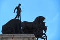 Quadriga statue on the roof of a building in Madrid