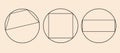 Quadrilaterals inscribed in a circle isolated on a fashionable beige background