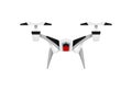 Quadrocopter drone. Air drone hovering. Aerial vehicle. Unmanned aircraft. Modern air gadjet, quadrocopter on remote