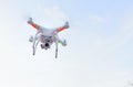 Quadrocopter drone with the camera . Royalty Free Stock Photo