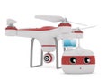 Quadrocopter drone with the camera and Radio remote controller w Royalty Free Stock Photo