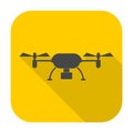 Quadrocopter Drone icon with long shadow