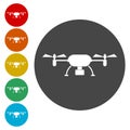 Quadrocopter Drone Icons set Royalty Free Stock Photo