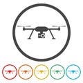 Quadrocopter Drone Icons set Royalty Free Stock Photo