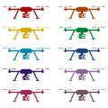 Quadrocopter Drone Icons set Royalty Free Stock Photo