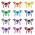 Quadrocopter Drone icons set Royalty Free Stock Photo
