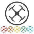 Quadrocopter-drone icons set Royalty Free Stock Photo