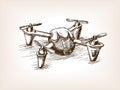 Quadrocopter drone sketch vector illustration Royalty Free Stock Photo