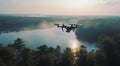 quadrocopter in flight, close-up of quadrocopter in the air, drone in action, clos-up of drone with camera