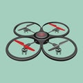 Quadrocopter isolated on light green background