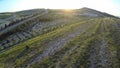 Quadrocopter shooting aerial view, collecting data for cartographers, Cyprus