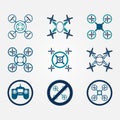 Quadrocopter vector flat icons set