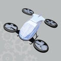 Quadrocopter vector icon on a grey background. Remote air drone illustration isolated on grey. Gadget realistic style design, Royalty Free Stock Photo