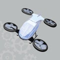 Quadrocopter vector icon on a grey background. Remote air drone illustration isolated on grey. Gadget realistic style Royalty Free Stock Photo