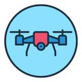 Quadrotor inside Circle vector Drone concept colored round icon