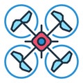 Quadrotor vector concept colored icon. Top view Royalty Free Stock Photo