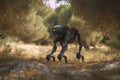 A quadruped biomechanical robot also known as robot dog with a camera. Royalty Free Stock Photo