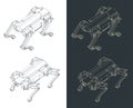 Quadruped robot isometric blueprints Royalty Free Stock Photo