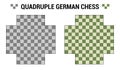 Quadruple German or European Chess. Two boards for 4 chess players with different color combinations. Vector boards