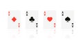 Quads. Ace design cazino game element with transparent reflection. Poker or blackjack realistic card. Vector