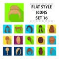 Quads, blond braids and other types of hairstyles. Back hairstyle set collection icons in flat style vector symbol stock